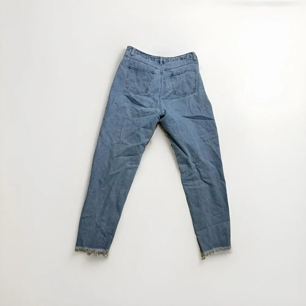 Riot High Rise Mom Jeans Size 8/Medium Ripped Distressed %100 Cotton - Picture 8 of 12